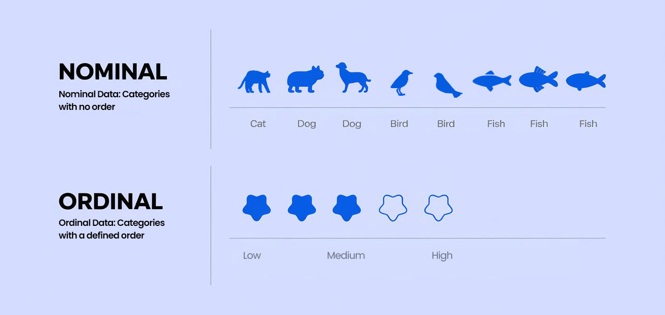 Nominal vs Ordinal explained infographic